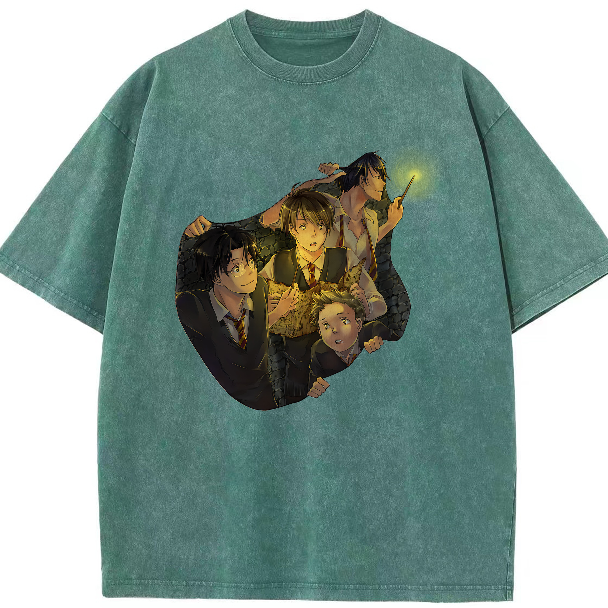 （画像用） Harry Potter ハリー・ポッターシリーズ 綿100% ヴィンテージ風 半袖Tシャツ（フロントプリント）